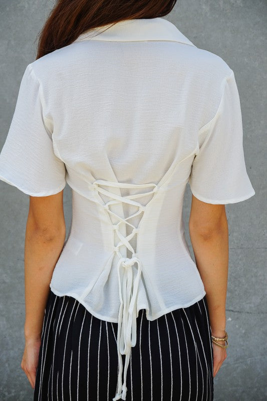 Courtney Lace-up Back Corset Blouse