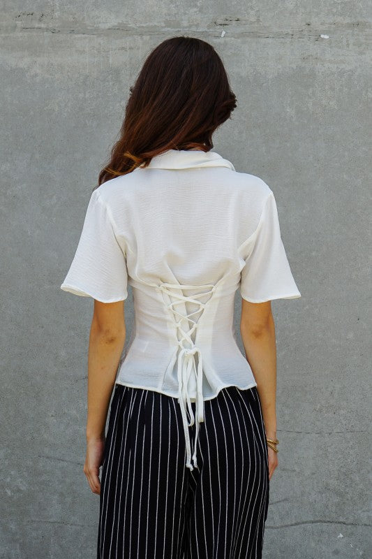 Courtney Lace-up Back Corset Blouse