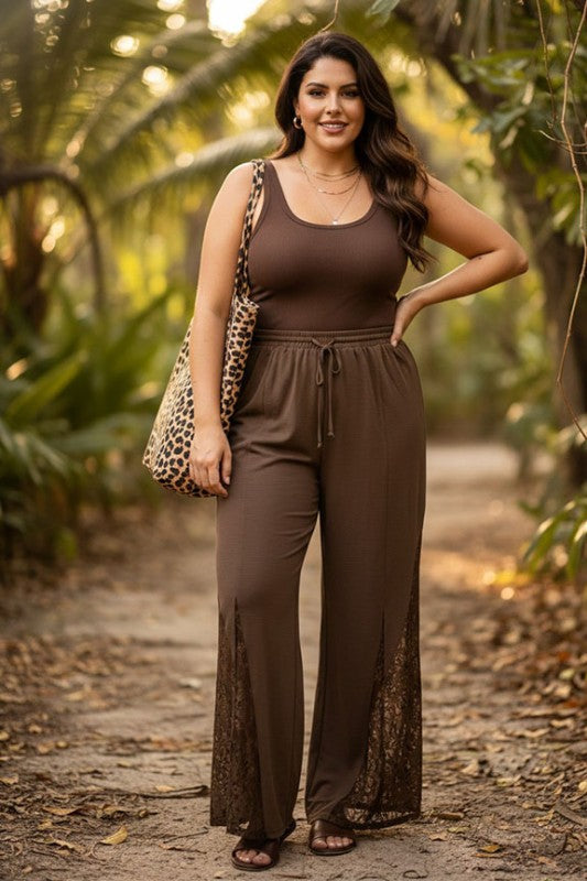Malory Plus Lace Wide-leg Pants