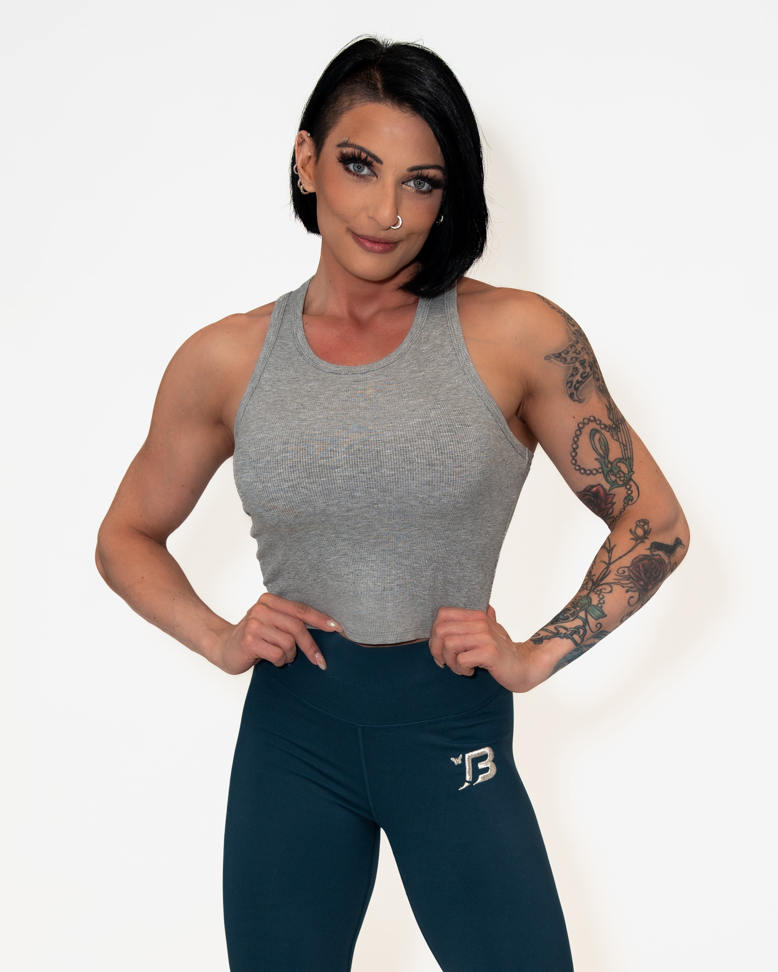 Bombshell Core Ribbed Racer - Athletic Grey