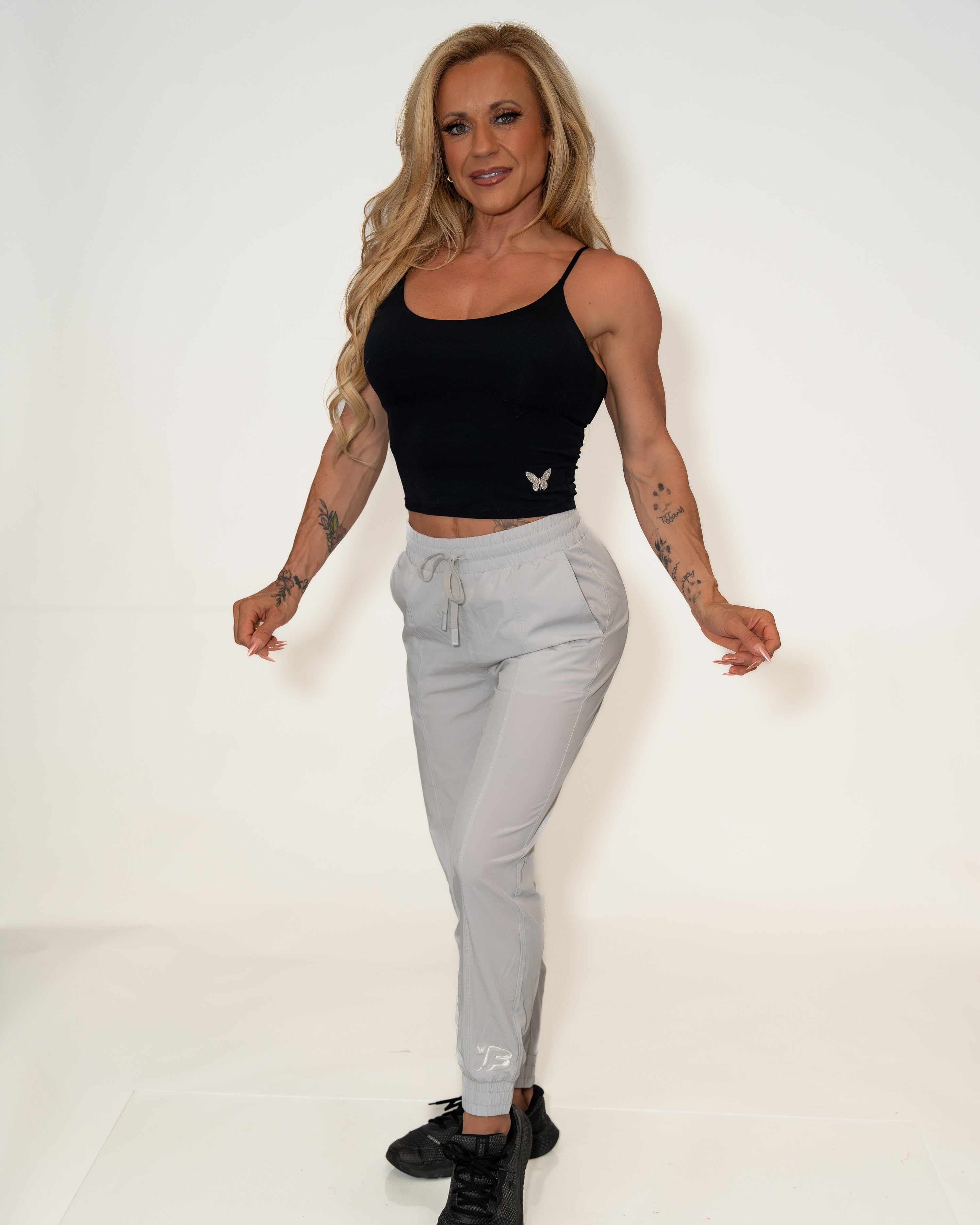 Bombshell Strappy Sculpt Tank - Black/Silver