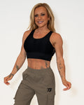 Bombshell Lattice Luxe Sports Bra - Not So Basic Black