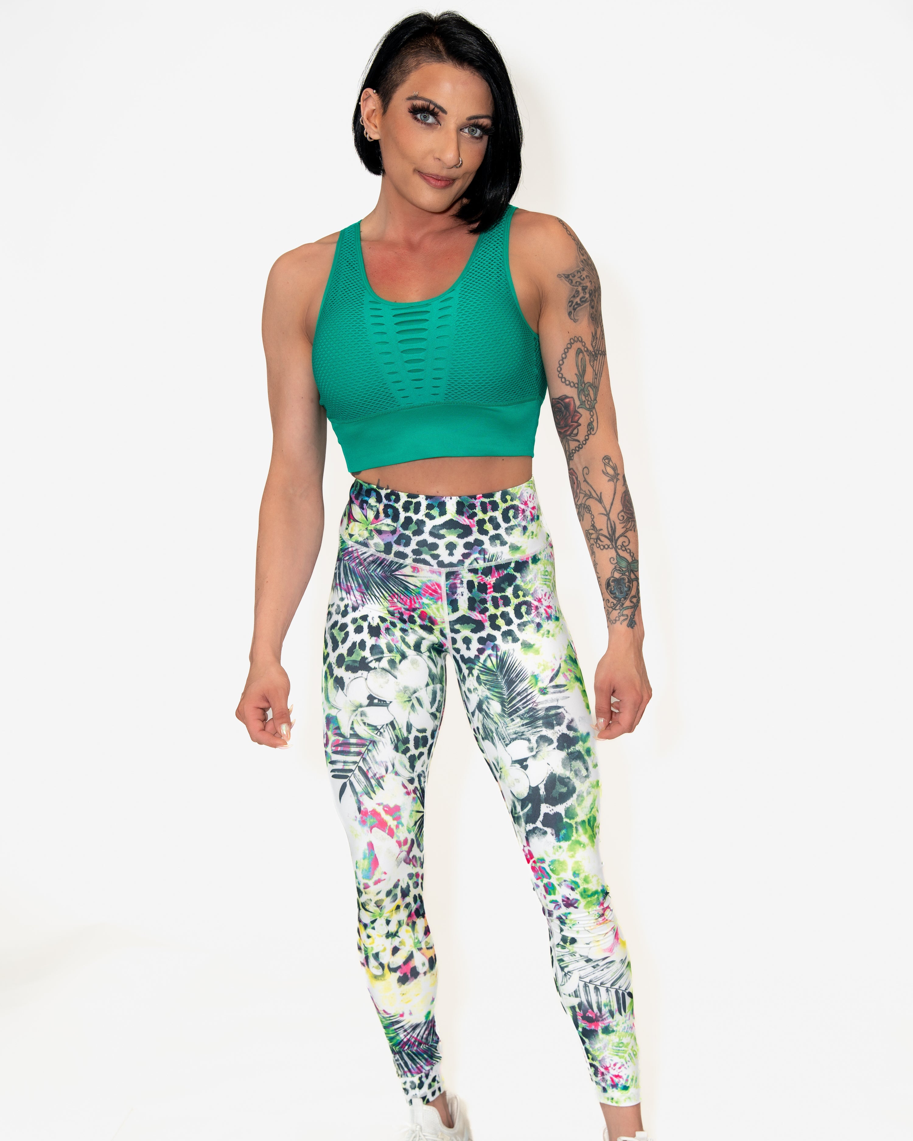 Bombshell Lattice Luxe Sports Bra - Jungle Green