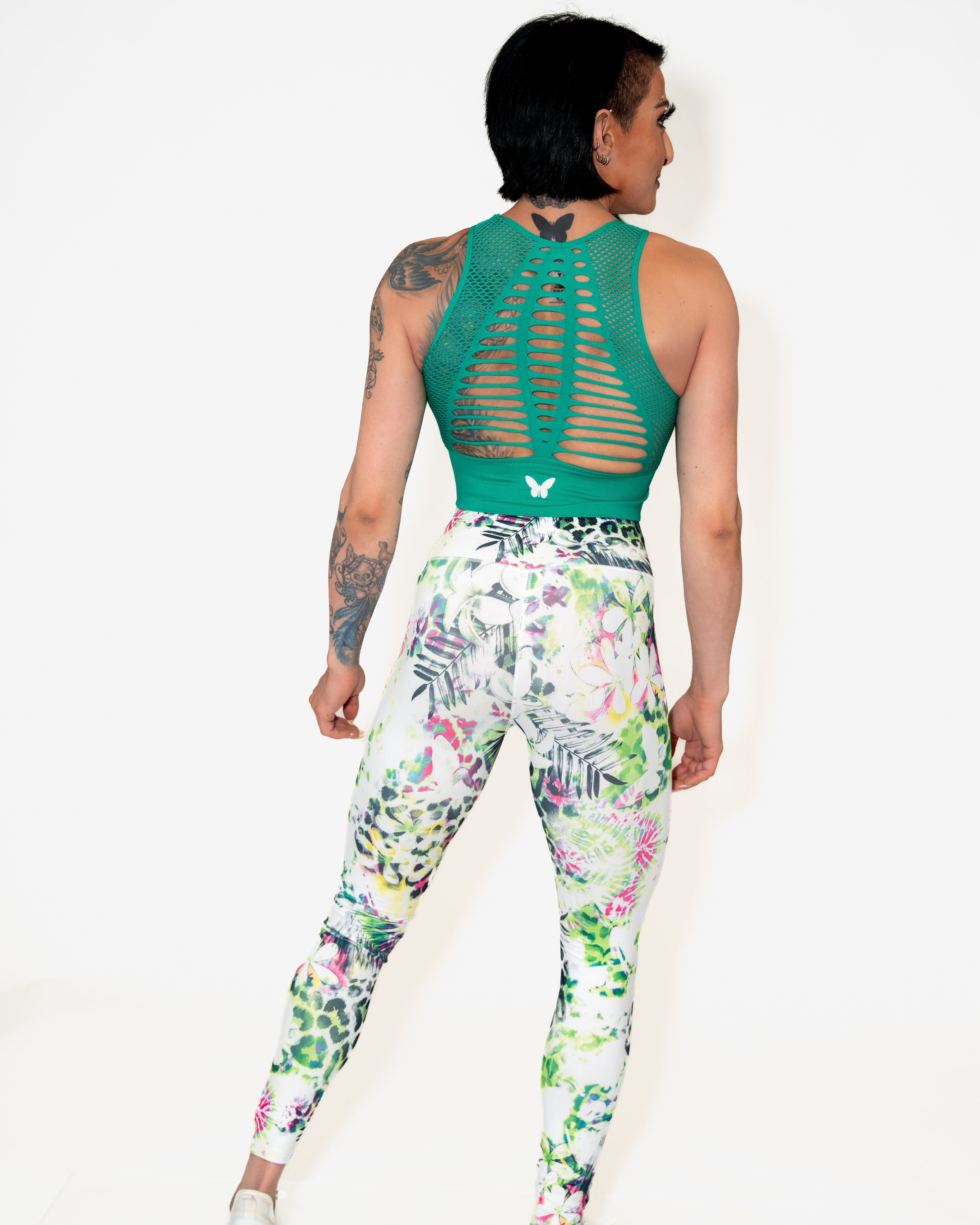 Bombshell Lattice Luxe Sports Bra - Jungle Green