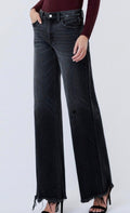 Ariel Mid Rise Black Wide Leg Jeans